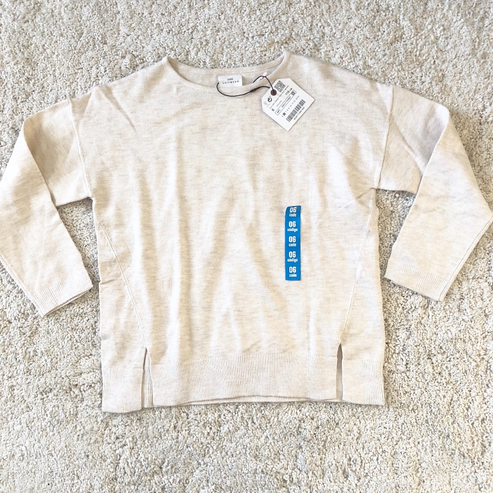 Zara Knitwear Girls Beige/Ivory Knit Top